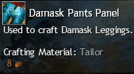 MMOJUGG Guild Wars 2 US Damask Pants Panel Details View of Item Function and Use